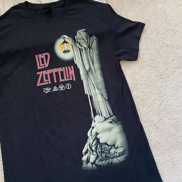 Led Zeppelin M Hermit Stairway To Heaven Graphic Band Tee T-Shirt 70s Rock Music - Picture 2 of 10